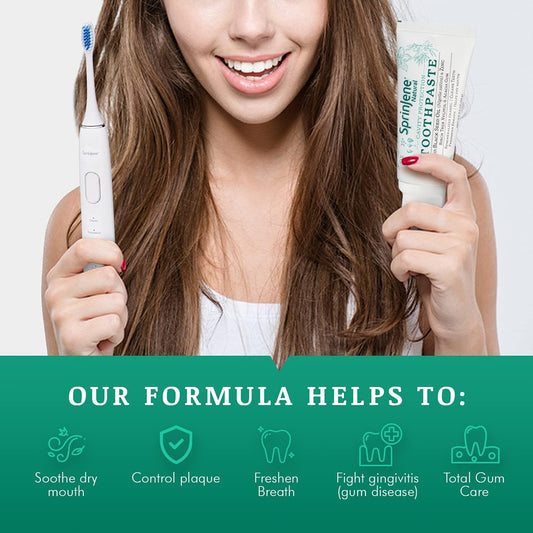 SprinJene Natural Fluoride Toothpaste – Natural Toothpaste for Gum Health & Cavity Protection – Patented Black Seed Oil & Zinc Formula for Healthy Teeth & Gums – Made in The USA (4 Pack)