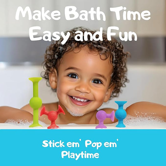 ACME CO 50 Pcs Baby Suction Bath Toys - Fun Squigz, Toddler Sensory & Interactive Building Toys, Montessori Stocking Stuffers