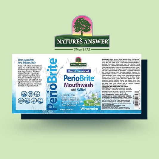 Nature's Answer Periobrite Alcohol-Free Mouthwash, Wintermint, 16 Ounce (2 Pack) | Fluoride Free | Natural Breath Freshener | Stain Remover | Natural Teeth Whitener
