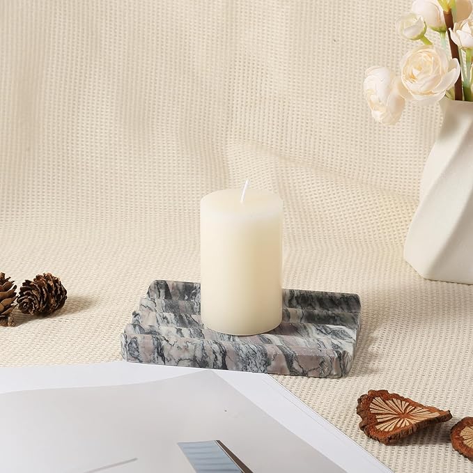 Soap Holder for Bathroom, Black Marble Soap Dish for Kitchen Countertop, Soap Tray with Creative Wavy Design, Soap Saver for Bath Tub, Sponges, Italian Natural Stone