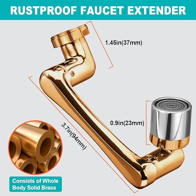 Spurtar 1440° Sink Faucet Extender for Toddlers, Faucet Aerator with Filter Swivel Silver Faucet Attachment, Multifunctional Rotatable Single Mode Fit for Bathroom Kitchen Tap G 1/2", 55/64",15/16"