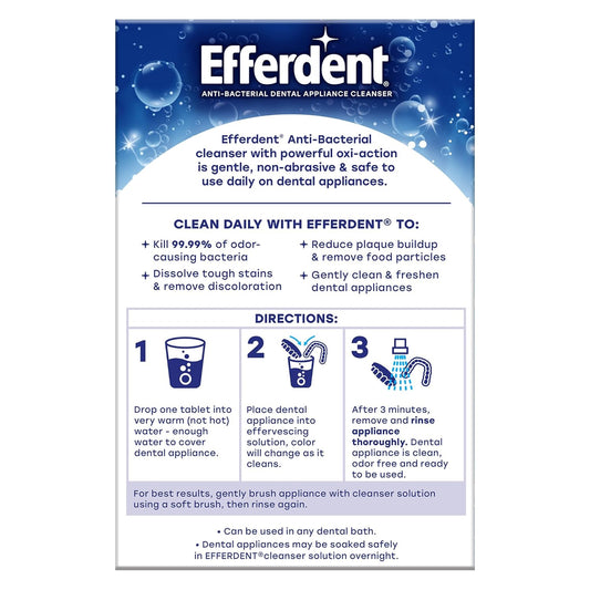 Efferdent Denture Cleaner Tablets – Deep Clean Brightening for Dental Appliances, Aligners, Mouth Guard, and Retainer Cleaner Tablets, Complete Clean, 126 Count