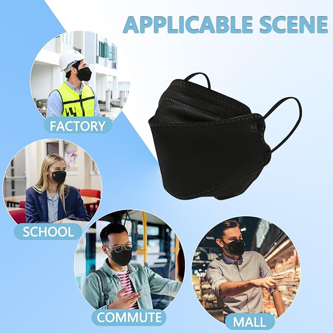 kn95 Face Masks 20 Pack, Breathable Comfortable and Disposable KN95 Mask, Black