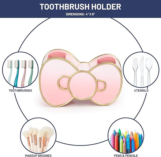 Jay Franco Hello Kitty Bow Toothbrush Holder - Pink Resin Pencil Holder - Bathroom Storage