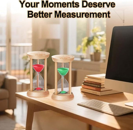 Sand Hourglass Timer, 1/2/3/5/10 Minutes Wooden Sand Clock, Colorful Hour Glass Reloj De Arena, Small Sandglass Timer for Classroom, Home Decorative, Games (5 pcs)