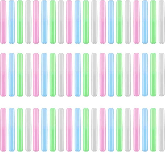 Lnrueg 60PCS Portable Travel Toothbrush Holder Case, Plastic Toothbrush Case, Toothbrush Cases for Indoor, Outdoor, Travel, Camping, School, and Home Use