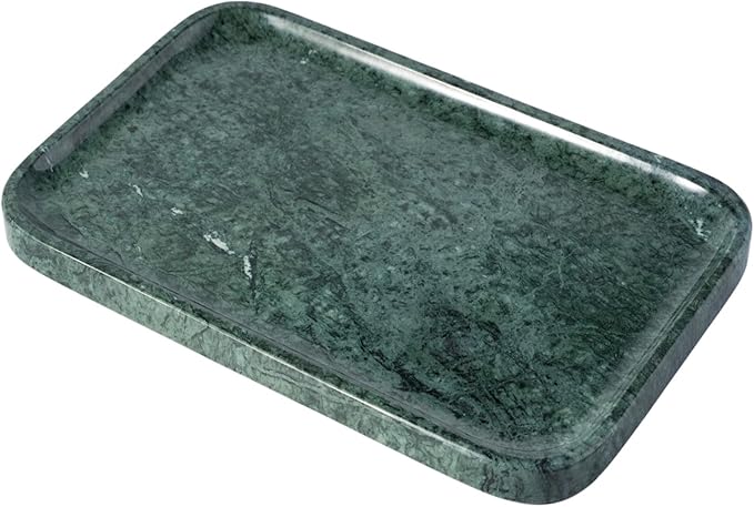 Marble Vanity Tray, Bathroom Tray for Countertop, 14'' Green Decoration for Dresser Organizer, Large Serving for Kitchen, Marble Storage for Coffee Table, Perfume, Jewelry Holder