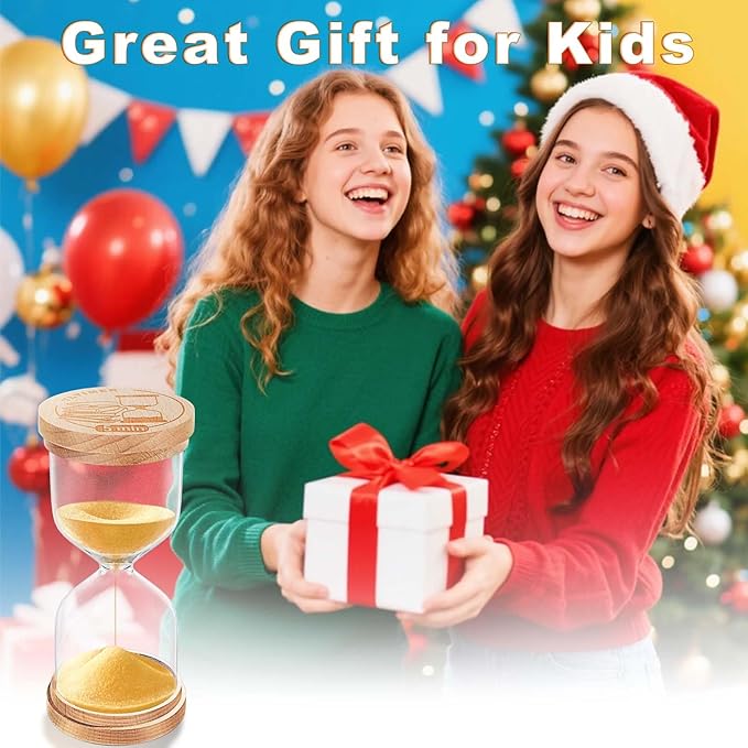 20 Minute Sand Timer, Wood Gold Sand Clock for Kids, Small Hourglass, Sandglass Hour Glass 20 Min for Classroom,Game,Decorative (Gold)