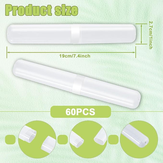 60 Pcs Travel Toothbrush Case, Portable Plastic Toothbrush Holders Bulk, Plastic Dust Proof Breathable Toothbrushes Case Holder for Travel, Business, Indoor, Outdoor, Camping, Bathroom(Clear)
