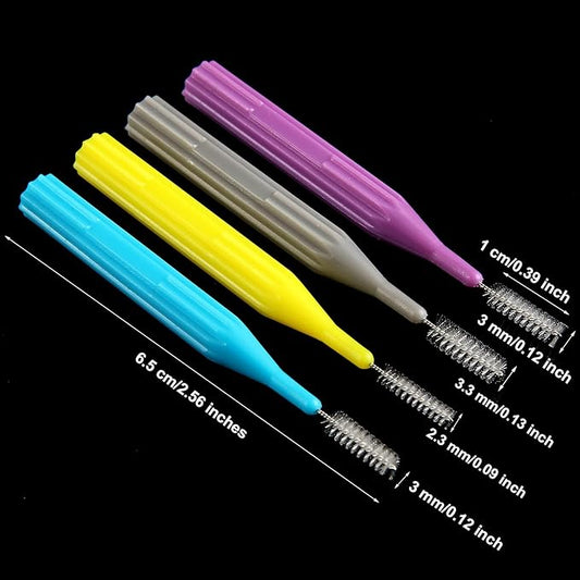 Patelai 50 Pieces Braces Brush for Cleaner Interdental Brush Between Teeth Toothpick Flosses Dental Flossing Head Oral Hygiene Tooth Cleaning Tool(Light Blue, Purple, Yellow, Gray)