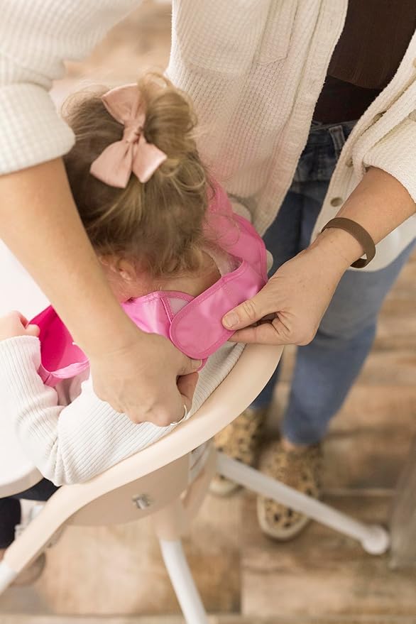 Tiny Twinkle Mess-Proof Baby Bibs for Eating | Waterproof, Wipeable Toddler Bibs with Catch-All Pocket | Feeding Bibs for Girls & Boys(3 Pack,Girl Hearts)