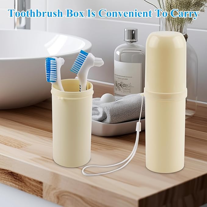 Denture Cleaning Brush Set,Unique Anti-Mold Perforated Breathable Cover Denture Brush with Case, Multi-Layered Soft Bristles Ergonomic Rubber Handle for Denture Toothbrush (1)