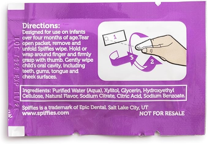 Baby Teeth Wipes - Grape Flavor, Xylitol-Enriched Baby Gum Cleaner & Dental Wipes for Teething Relief and Teeth Cleaning - Safe for Infants & Toddlers, 20 Count (Pack of 3)