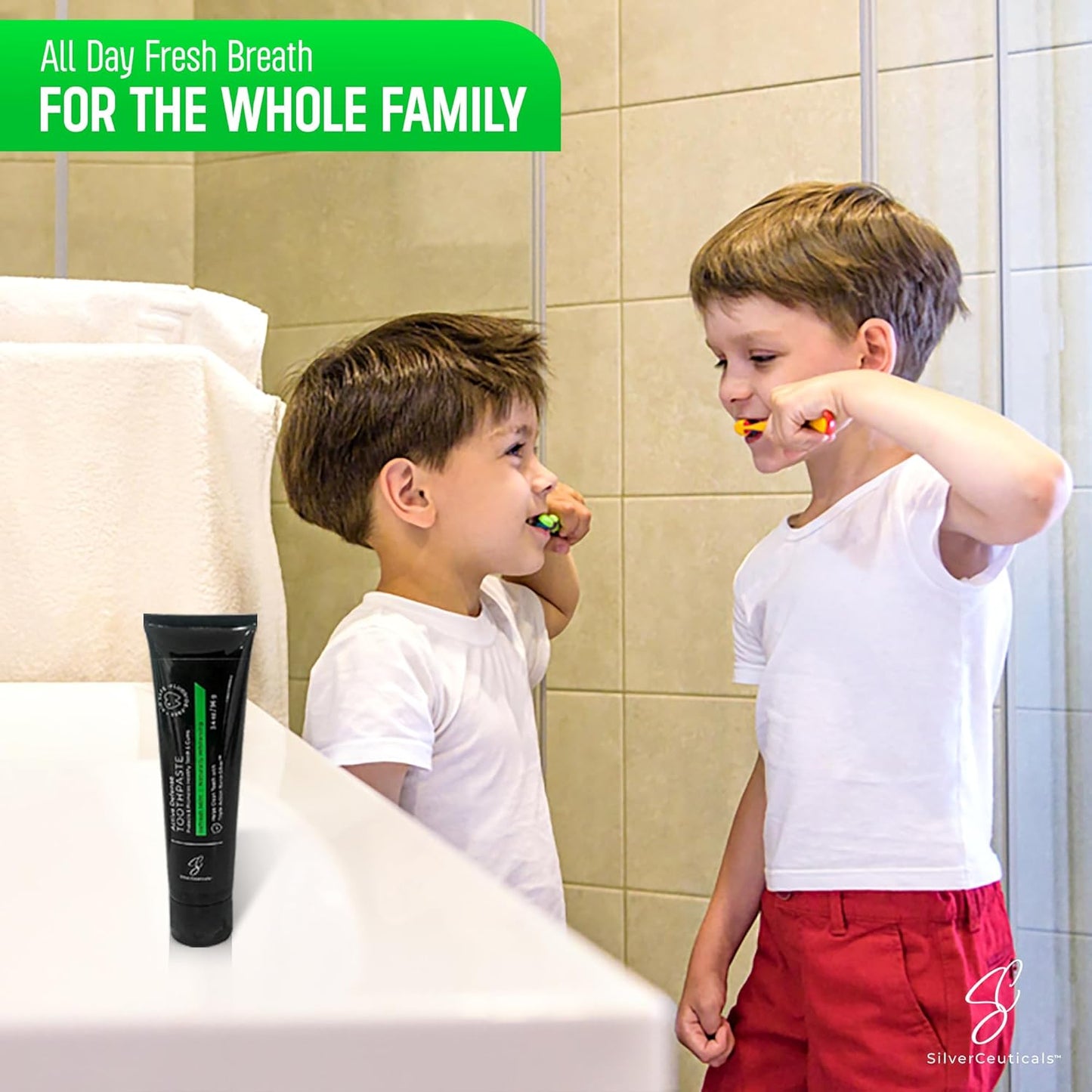 Colloidal Silver Toothpaste - Refresh Mint - Remineralize Tooth Enamel - SLS & Fluoride Free Cavity Protection - Gum Health - Bad Breathe - Gingivitis - Coral Calcium & Xylitol - 3.4oz - Pack of 2