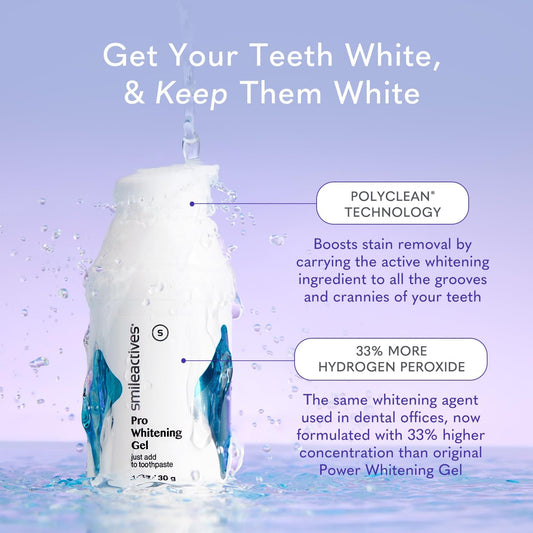 Smileactives Teeth Whitening Kit, Complete at Home Teeth Whitening Treatment, Travel Size Tooth Whitening, Stain Remover for White Teeth, Contains Clinical-Grade Hydrogen Peroxide, 30 Day Kit