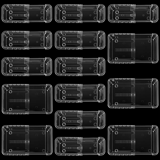 15-Piece Extendable Drawer Organizer Set, 2-Size Adjustable Clear Plastic Storage Bins for Bathroom Vanity, Makeup, Kitchen Utensils & Office Supplies