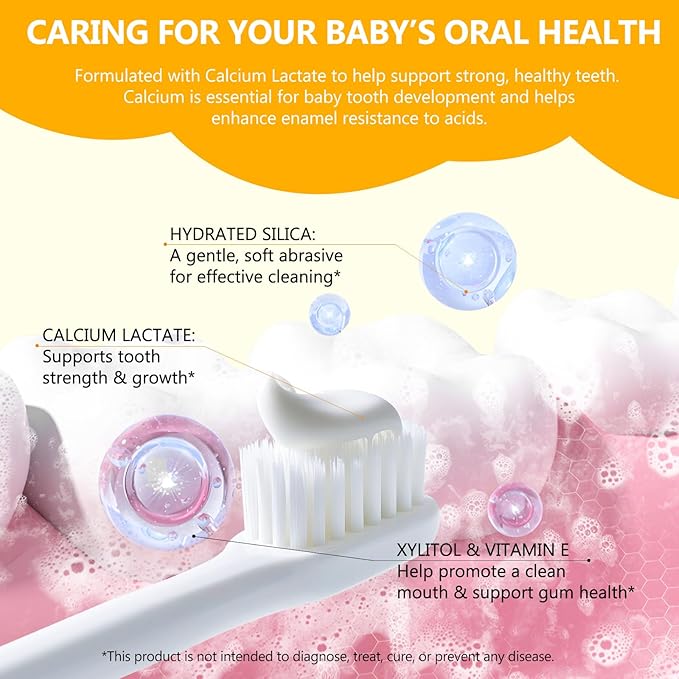 2PACK Kids Toothpaste Watermelon and Strawberry Flavor, Swallowable Toothpaste with xylitol and Vitamin E, Fights Plaque, Designed for Children, 2.1OZ