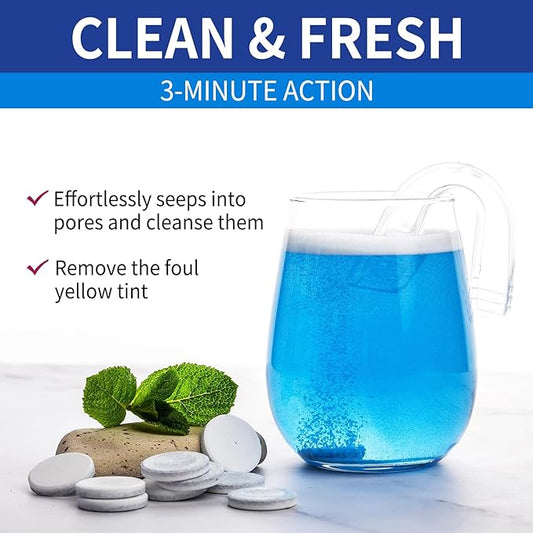 Dental Retainer Cleaner Tablets, 100 Count, 3 Minute Action, Whitening Formula for Dentures and Mouthguards