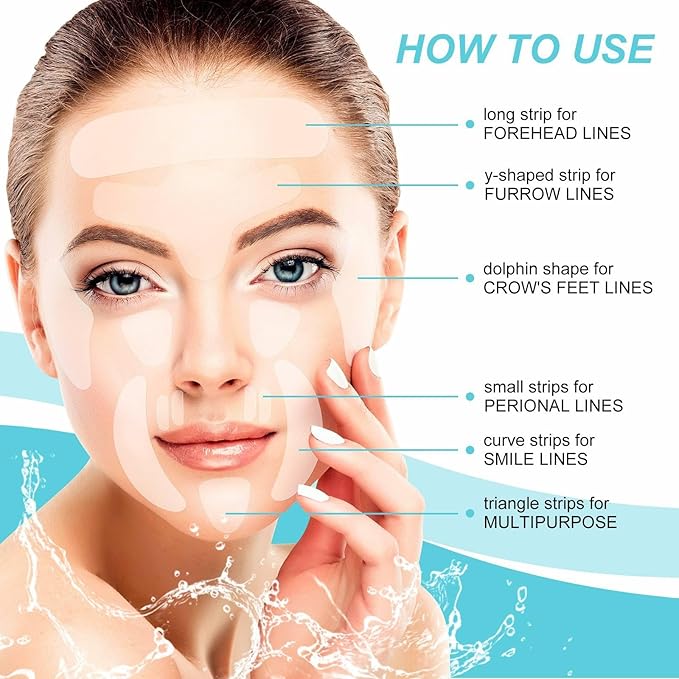 sefudun Smile Line & Forehead Wrinkle Patches — Overnight Anti-Wrinkle Face Tape with Hyaluronic Acid, Collagen & Aloe — 160 All Natural Patches for Fine Lines