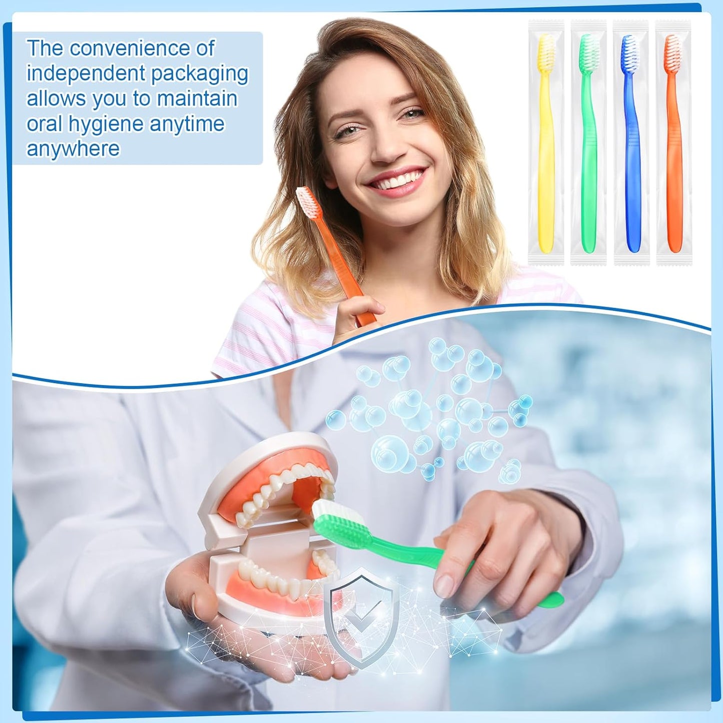 200 Pcs Prepasted Disposable Toothbrushes Bulk Individually Wrapped Pre Pasted Soft Bristle Set Travel Colorful Toothbrushes for Homeless Gift Hotel Camping Travel