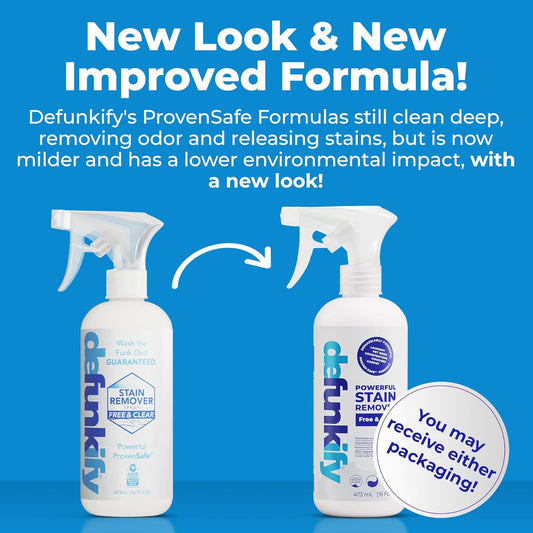 Laundry Stain Remover Spray, 16oz (2-Pack). 'Free & Clear' Stain Remover & Spot Treater Prewash Detergent for Clothes, Carpet & Gear. 'ProvenSafe' Cleaning Spray for Pets, Kids & Sensitive Skin