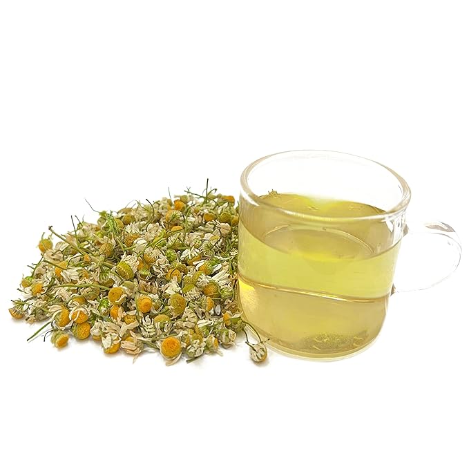 TIAN HU SHAN Chamomile Flowers Herbal Tea, Chamomile Tea Loose Leaf, Sugar Free Caffeine Free, Natural Clean without Impurities, Vegan 4 Ounce (Pack of 1)