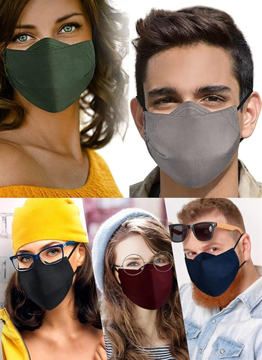 3-Ply Cloth Face Mask Reusable Washable, Organic Cotton Face Masks Nose Wire Filter Pocket Adjustable Ear Loops, Pack of 3 No Fog/Dust for Unisex Adult (1 Blue+1 Burgundy+1 Gray)