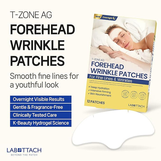 Labottach Forehead Wrinkle Patches Overnight 12ct Korean Hydrogel Anti Wrinkle Patches with Collagen and Vitamin E for Forehead Wrinkles and Frown Lines