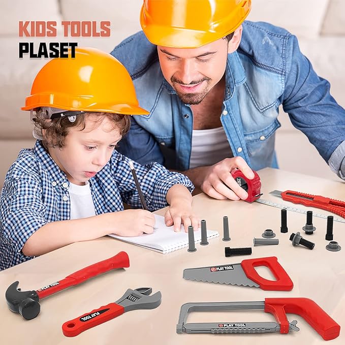 Kids Tool Set – 48 Piece Toddler Tool Set with Electronic Toy Drill& Tool Box,Pretend Play Toys for Kids,Construction Kits Toys for Kids Ages 3 4 5 Years Old, Toddler Boy