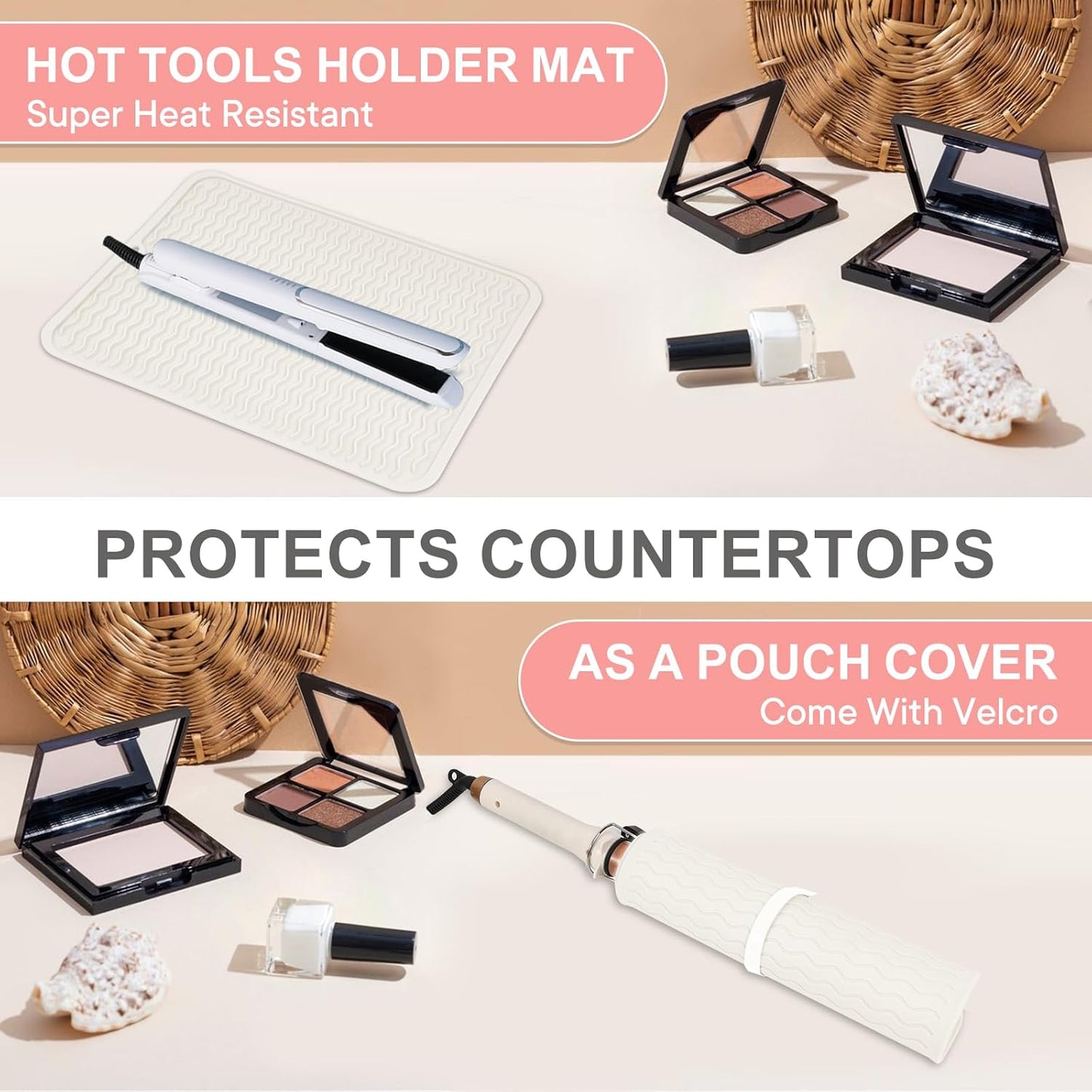 Oversize Silicone Heat Resistant Mat, Portable Travel Mat Cover for Curling Irons, Flat Irons, Hair Straightener and Hot Hair Styling Tools(14.2" x 11")