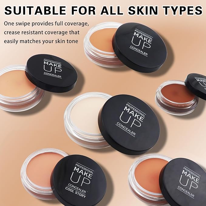 White Concealer Full Coverage,Cream Tattoo Cover up Makeup,Under Eye Color Corrector for Dark Circles,Pro Concealer with Primer Sponge,Long-lasting Corrector de Ojeras (01 Ivory White)