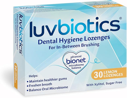 Luv Biotics Lemon Lozenges - Promotes Good Balance in The Oral Cavity for Fresh Breath, Healthy Gums and Cavity Protection.- Pack of 3 (90 Lozenges)
