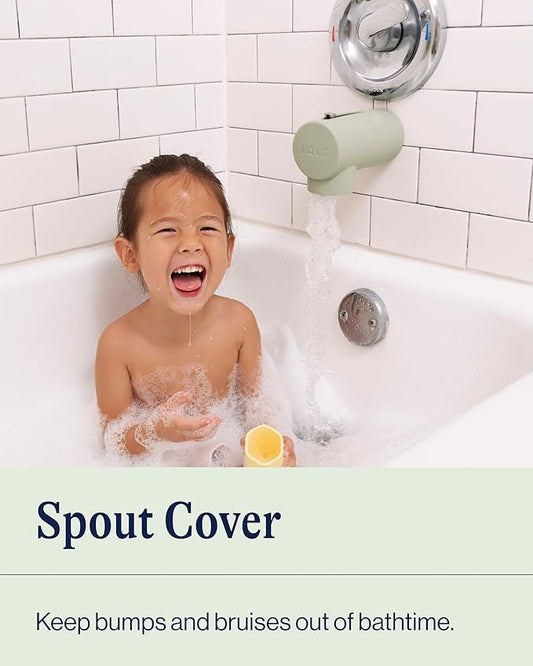 Lalo Spout Cover – BPA-Free Silicone Bath Spout Safety Cover for Babies & Toddler, Fits Most Faucets, Soft & Durable Silicone Bathtub Faucet Cover, Easy to Clean - Sage