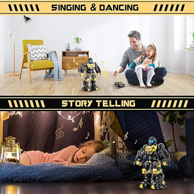 SONOMO Toys for 6-9 Year Old Boys, RC Robot Gifts for Kids Intelligent Programmable Robot (Black)