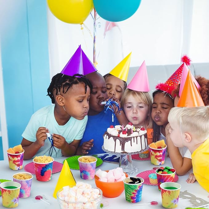 Tiamon 500 Pack 2 oz Paper Cups, Mini Mouthwash Disposable Bathroom Small Paper Drinking Espresso Cups for Home Office Travel Picnic Party Supplies(Tie Dye)