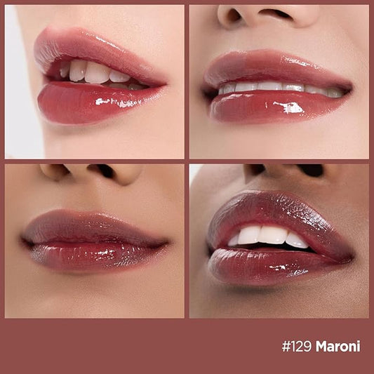 Laka Fruity Glam Tint, 4.5g/0.15oz, Glowing Lip Stain with Wide Color Spectrum, Hydrating & Lightweight Texture, Long-Lasting Bold Stain, Non-Sticky, Vegan, K-Beauty (#129 Maroni)