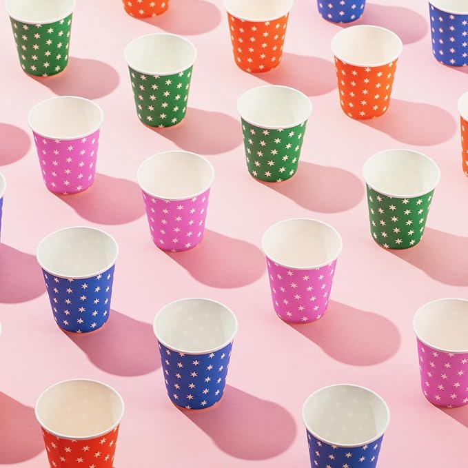 500 Pack 5oz Paper Cups, Multicolor Paper Disposable Cups, Small Mouthwash Cups, Cold Beverage Drinking Cup for Party,Travel and Event (Stars)