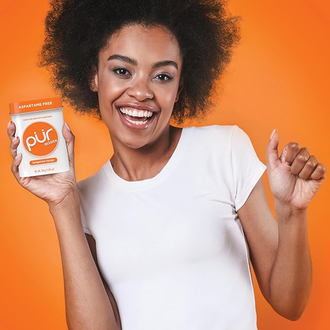 PUR Mints | Aspartame Free Mints | Made with Xylitol | Sugar Free, Vegan, Gluten Free & Keto Friendly | Natural Tangerine Tango Flavored Mints, 30 Pieces (Pack of 2)