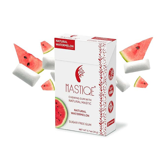 Mastiqe Sugar Free Hard Chewing Gum with Natural Mastic (Watermelon, 20 Count)