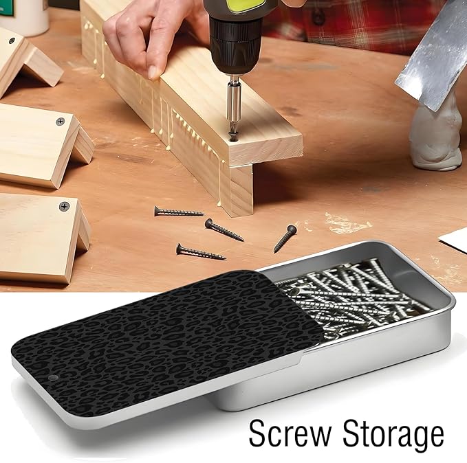 Portable Dental Floss Case, Refillable Cute Travel Floss Dispenser for Men & Women, Pocket Travel Floss Picks Case for Purse, Backpack, Bag Black Leopard Print