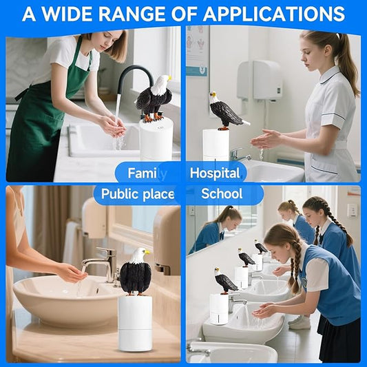 Fun Animal Series Foam Soap Dispenser-Shiba Inu,Pigeon,Shaped Foam Hand Washer,Automatic Soap Dispenser for Bathroom & Kitchen, Hilarious Gift for Kids, Adults (White-Headed Eagle Series)