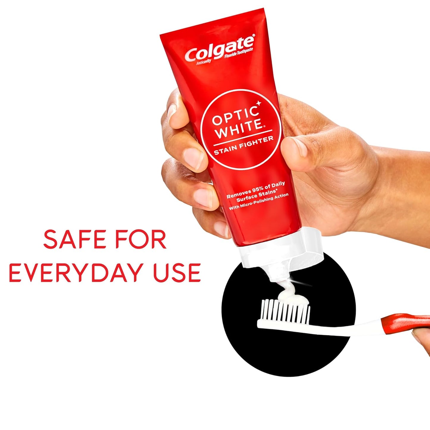 Colgate Optic White Stain Fighter Teeth Whitening Toothpaste, Anticavity Fluoride Toothpaste for Whitening Teeth, Helps Remove Daily Surface Stains, Clean Mint Paste, 4.2 oz