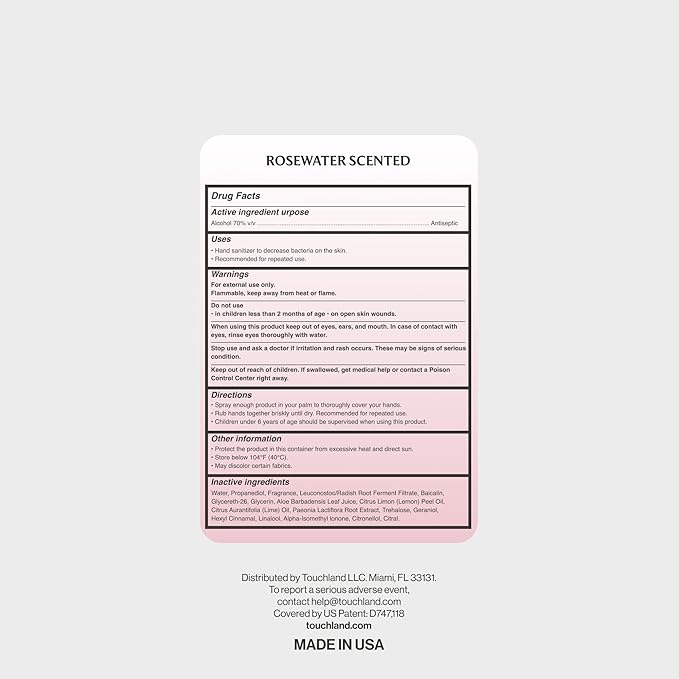 Touchland Limited Edition Glow Mist Duo Set, Revitalizing Hand Sanitizer Spray, Rosewater scented, 1FL. OZ. Travel Size (Set of 2)