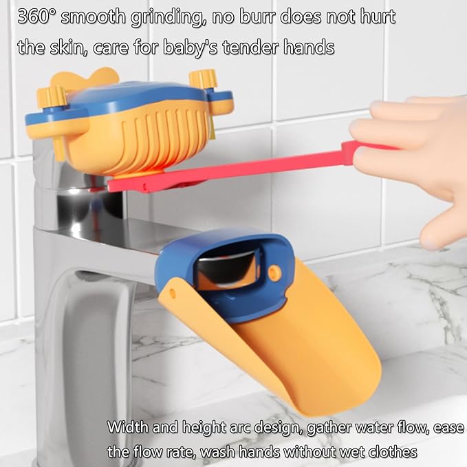 Faucet Handle Extender Set, Faucet Extender for Kids Child Sink Extender Kids Hand Wash Helper Faucet Extender for Bathroom Sink-Blue Yellow