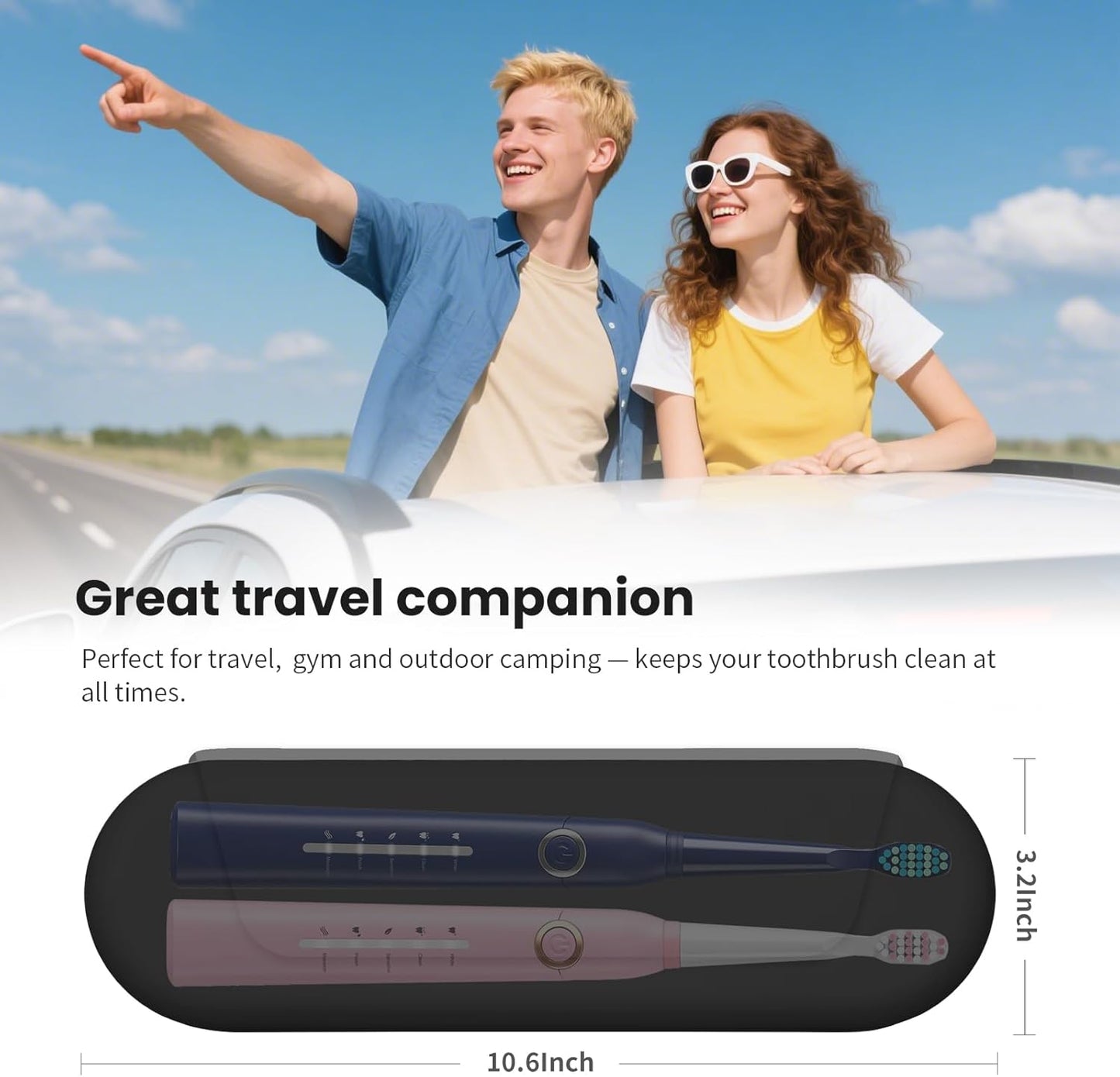 Silicone Electric Toothbrush Travel Case, Manual Toothbrush Travel Cover for Men and Women,Toothbrush Holder for Travel,Gym and More, Fits Most Manual and Electric Toothbrushes - Black