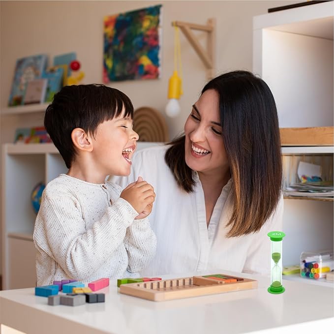 Sand Timer for Kids Set of 3 Small Colorful Hourglass Acrylic Covered Clock 1Min 2Min 5Min for Classroom, Home & Kids Room