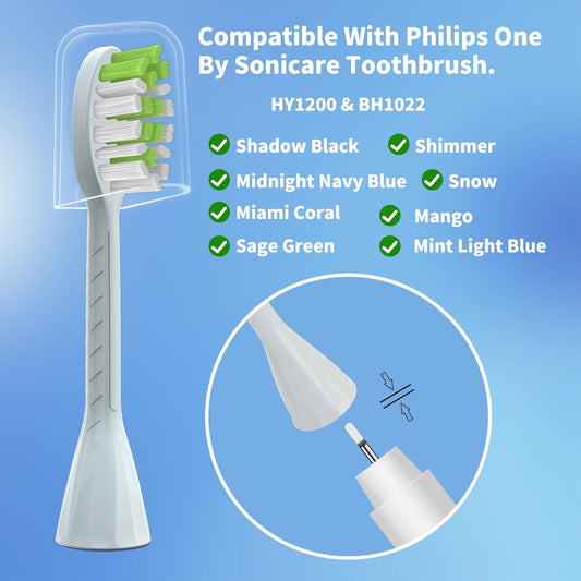 Toothbrush Replacement Heads Compatible with Philips One Series Sonicare Battery Toothbrush BH1022/03, 10 Pack Replacement Heads, Soft Bristles, Mint Light Blue