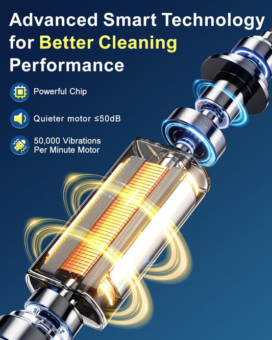 Rtauys R6 Rotating Electric Toothbrush for Adults, Fast Charge, Come with 8 Brush Heads (2 Types) and Travel Case, 5 Modes, 50000VPM Powered Toothbrush, 2 Minute Timer