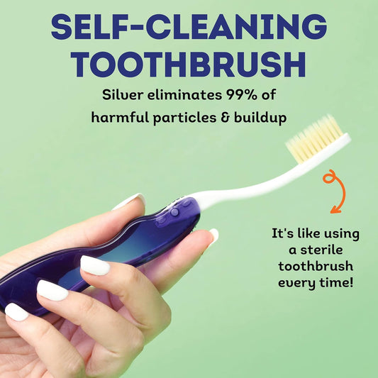 MOUTHWATCHERS Soft Flossing Folding Travel Toothbrush, Blue, Ultra Clean, Good for Sensitive Teeth and Gums, by Dr. Plotka's