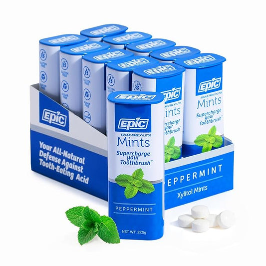 Epic Xylitol Wintergreen Chewing Gum & Peppermint Mints Bundle - 500 Pieces Wintergreen Gum & 550 Peppermint Mints - Sugar Free, Aspartame Free, Dentist-Recommended for Dry Mouth & Cavity Protection